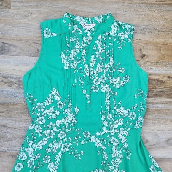 🔸️Nanette Lapore Green Lyst Floral Print Pintuck Sleeveless Dress Size 10 - Picture 5 of 14